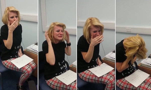 Joanne Milne hears for the first time