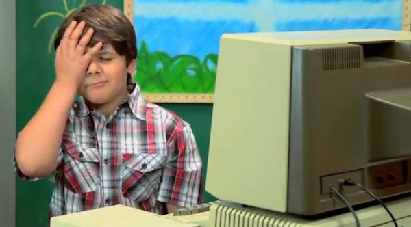 kids react to old computer