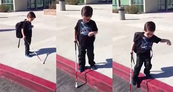 This Blind 4-Year-Old Boy’s First Step Down A Curb Is The Most Inspiring Thing I’ve Seen Today.