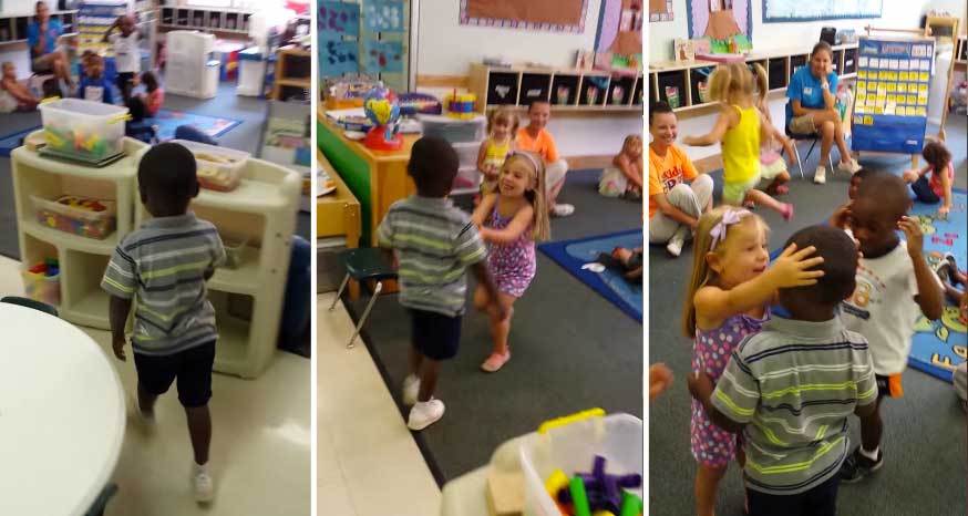 kid welcomed back to school