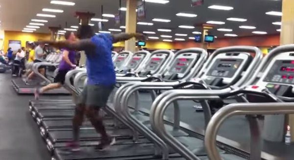 guy dances on treadmill