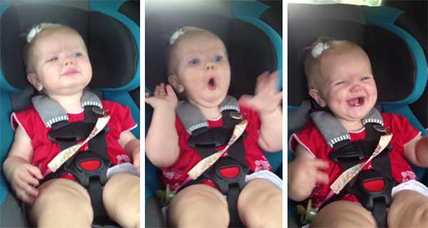 Baby stops crying to song