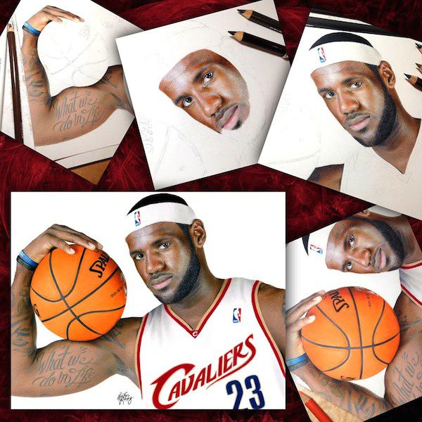 LeBron James drawing by Heather Rooney