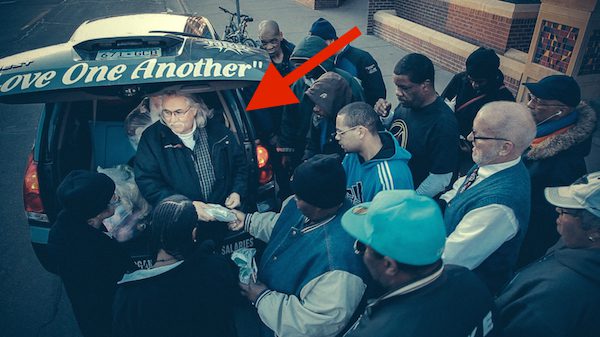 Man helps the homeless