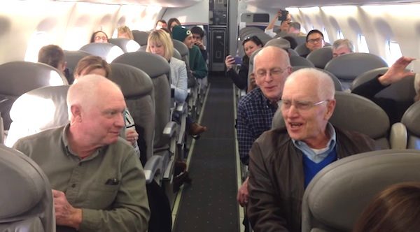barbershop quartet on plane