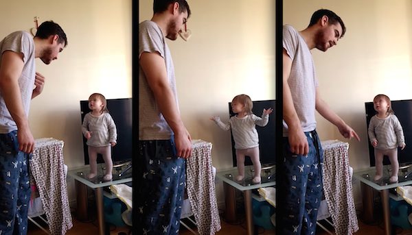 dad daughter stand off