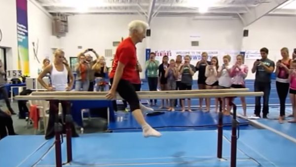 Oldest Gymnast In The World Takes To The Parallel Bars And Inspires Young Girls