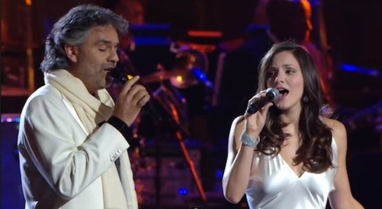 Magical Duet Between Andrea Bocelli And Katharine McPhee Gets Standing Ovation