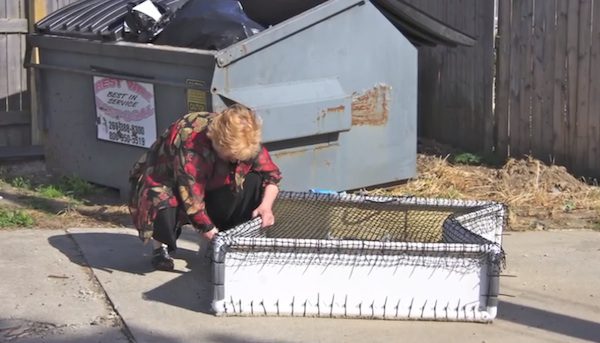 woman catches dog
