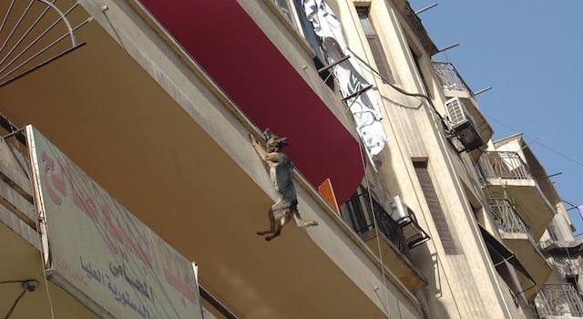 dog rescued from balcony