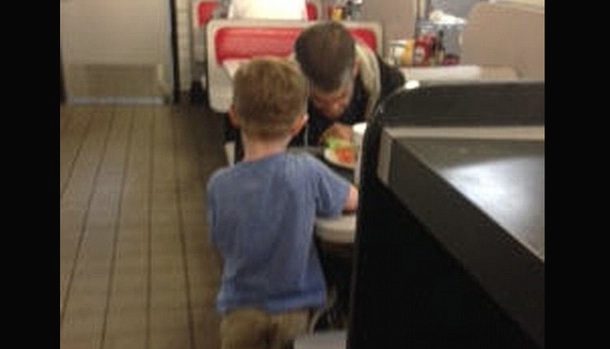 boy and homeless man