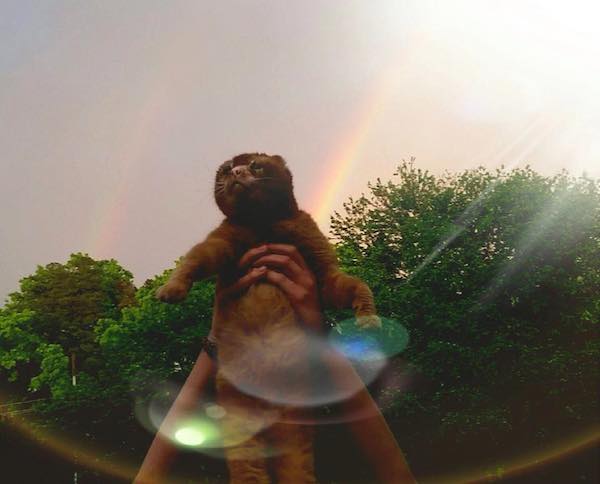Russell and a double rainbow