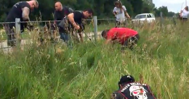 Bikers Search By The Side Of The Road To Help A Grieving Widow