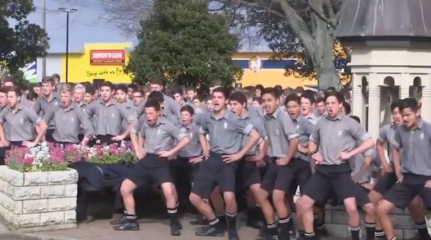 students perform haka