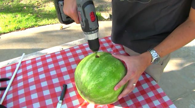 watermelon smoothie with power drill