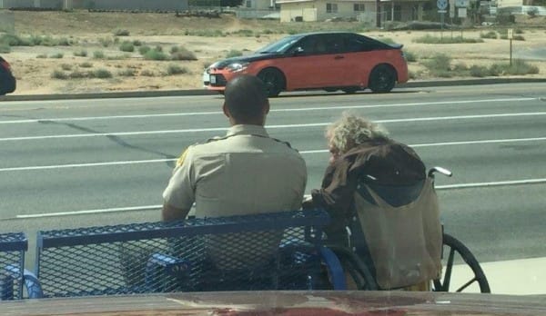 Cop’s Touching Act Of Kindness Towards Old Man In Wheelchair Goes Viral