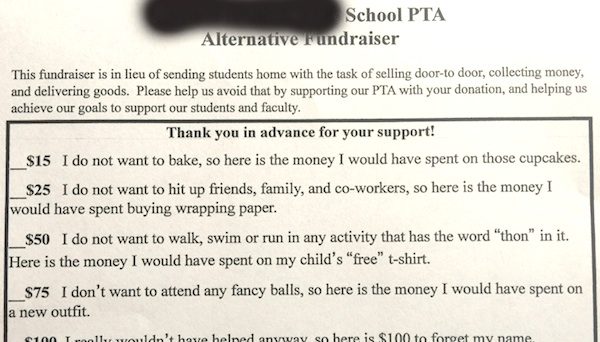 Elementary School’s Hilariously Truthful PTA Fundraiser Form Goes Viral