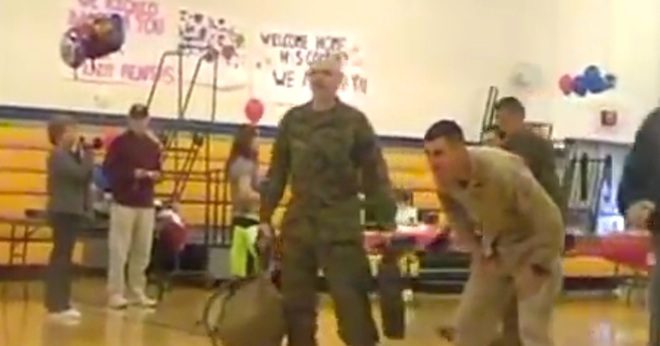marine reunites with son