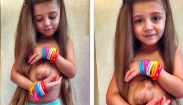 young girl with heart