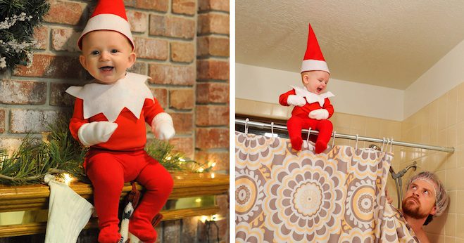Dad Turns His Baby Into Adorable And Naughty Elf On The Shelf
