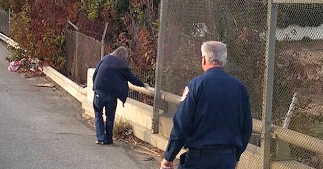 Firefighter Gives His Sneakers To Barefoot Homeless Man
