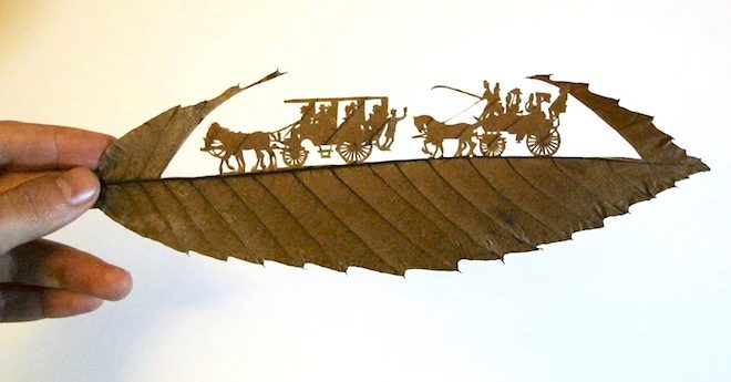 Fallen Leaves Turned Into Intricate Carved Artworks