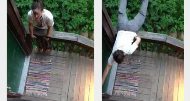 Woman Bravely Tries Opening Door To Let Bear Out Of Her Mud Room