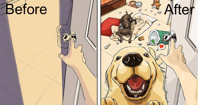 Life Before And After Getting A Dog Illustrated By Loving Pet Owner