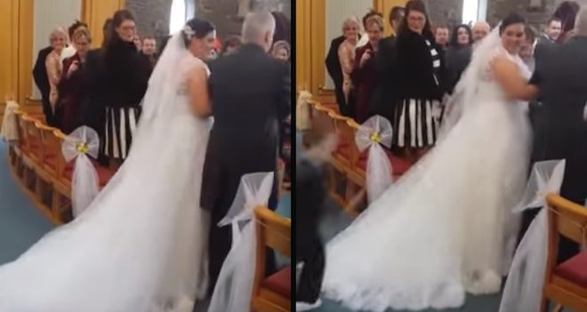 Naughty Little Boy Dive Bombs Bride Walking Down The Aisle