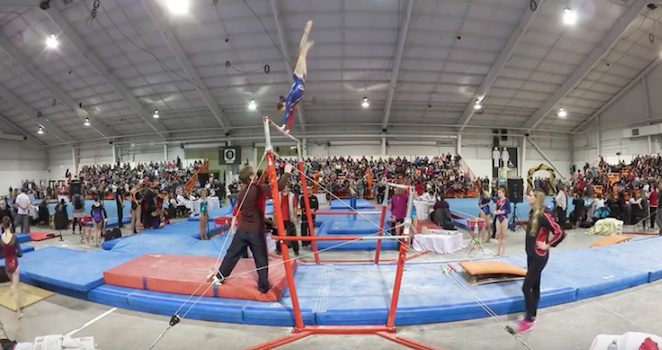 Gymnastics Coach Makes Incredible Save Of Girl On Uneven Bars
