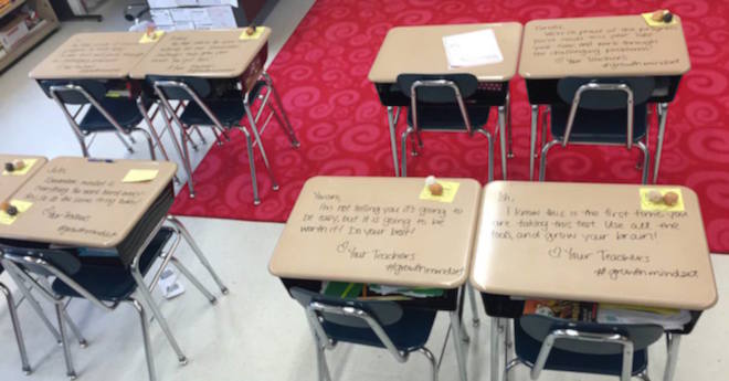 teacher writes on desks