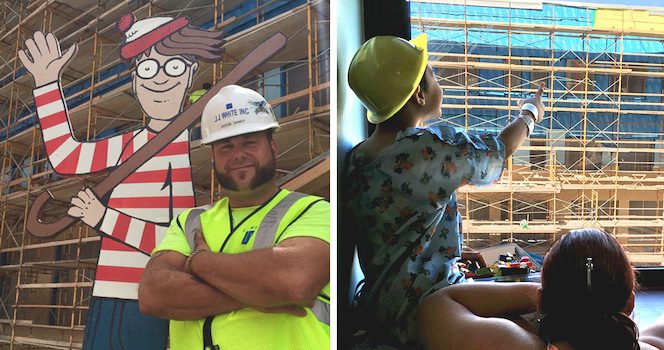 Construction Worker Hides Waldo On Site For Kids In Hospital Next Door To Find