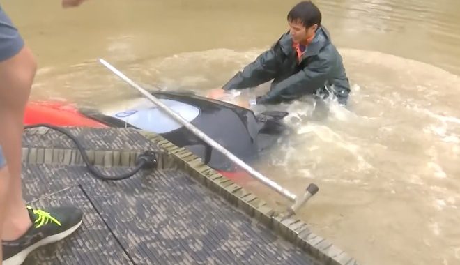 Woman And Her Dog Saved From Sinking Car With Seconds To Spare