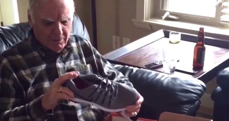Dad Has Priceless Reaction To Getting Light-Up Sneakers