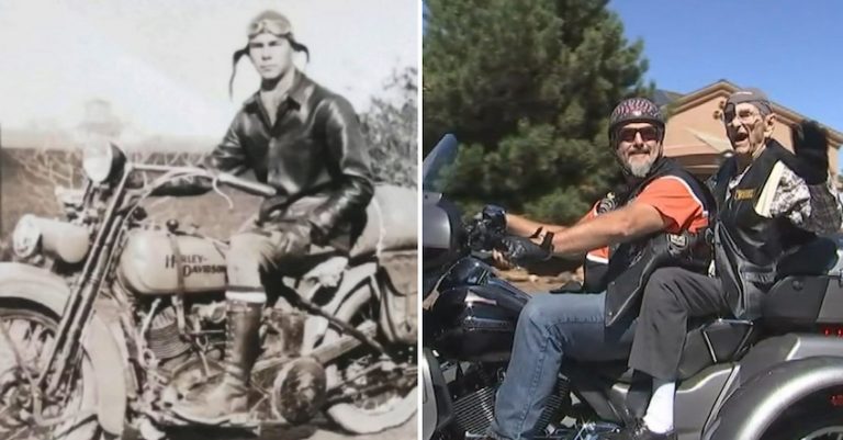 101-Year-Old Motorbike Loving Veteran Takes One Last Ride On Custom Harley