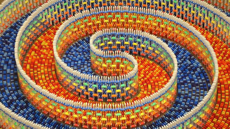 Triple Spiral Dominoes Is Mesmerizing To Watch
