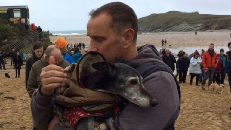 Hundreds Of Well Wishers Join Beloved Dog For His Last Walk On His Favorite Beach
