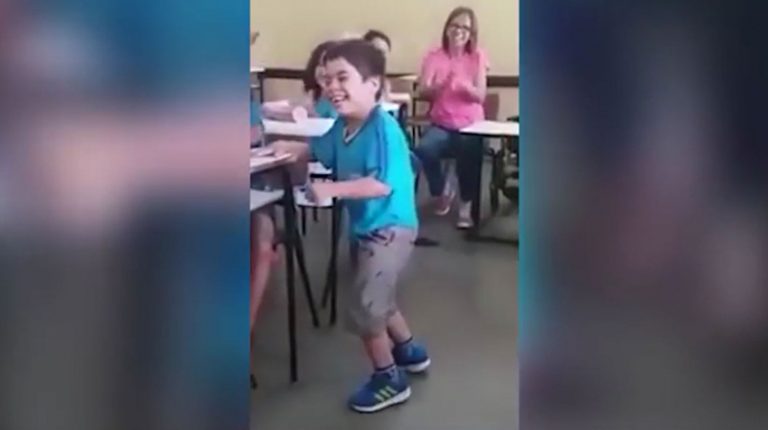 Disabled Boy Takes His Very First Steps And Is Cheered On By Classmates