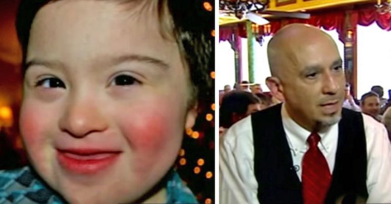 waiter stands up for boy