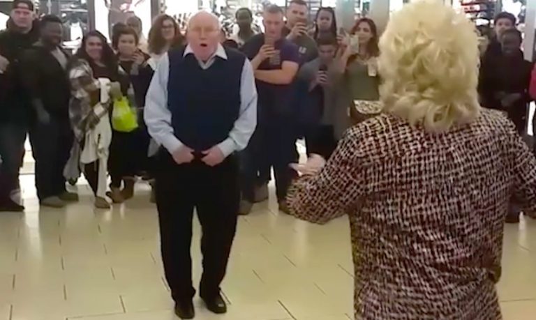 Senior Couple Break Out Dancing In Mall And Have The Crowd Cheering For More