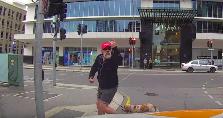 Angry Pedestrian Gets Dose Of Instant Karma