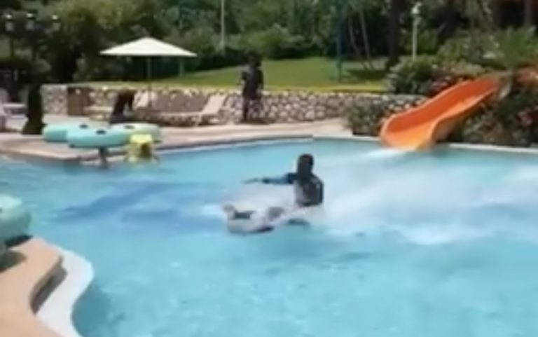 Lifeguard Shows Off His Awesomely Smooth Move Exiting Waterslide