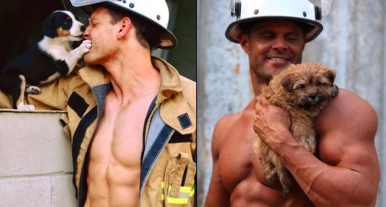 Hunky Firefighters Pose With Puppies To Help Raise Funds For Charity