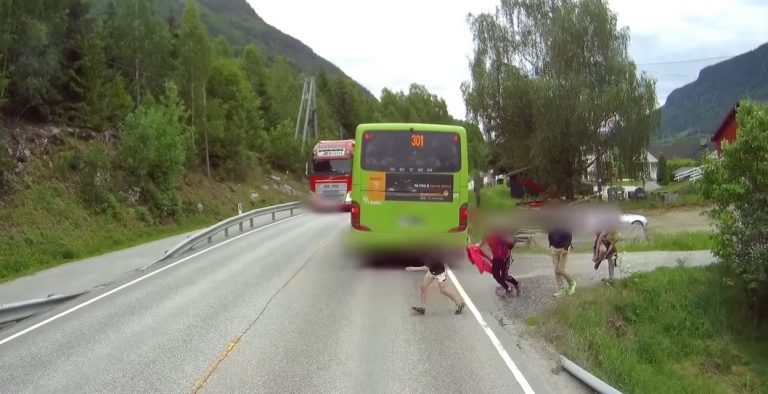 kid nearly hit by truck