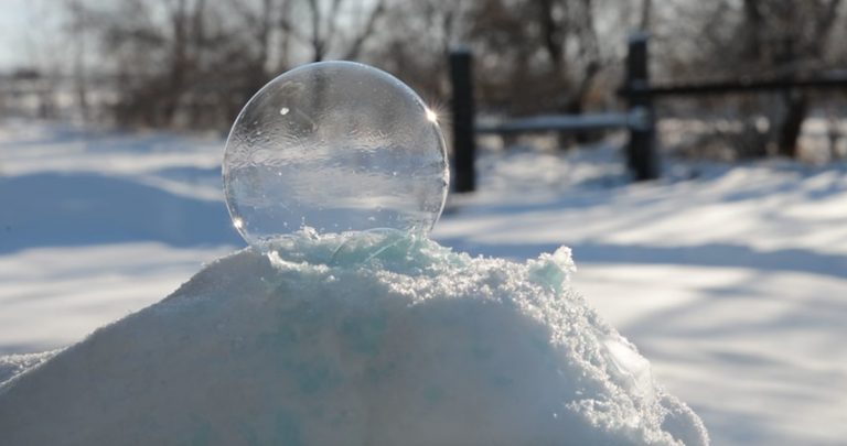 Soap Bubble Completely Freezes Solid In Seconds