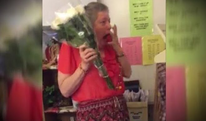 teacher surprised by kittens