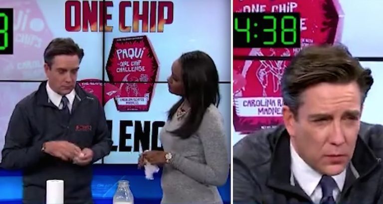 News Anchor Eats ‘World’s Hottest Chip’ Hoping To Beat Co-Host, Fails Miserably