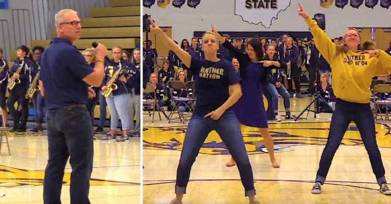 Principal’s Talk Interrupted When Teachers Storm The Stage For Epic Flash Mob