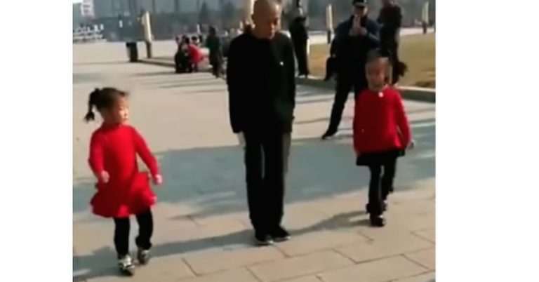 Grandpa Dances The Shuffle With His Granddaughters In Adorable Routine