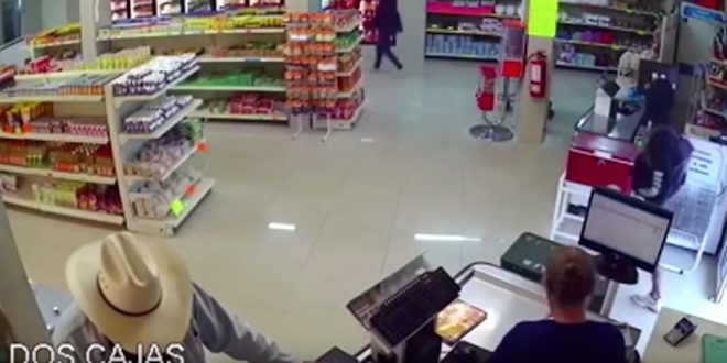 Customer In Cowboy Hat Thwarts Armed Robber Pointing A Gun At Him